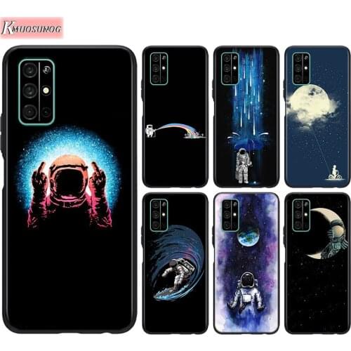 Black Cover Space Moon Astronaut Art for Huawei Honor 30 20S Pro 10i 9C 9A 9S 9X 8X 10 9 Lite 8 8A 7A Pro Lite Phone Case