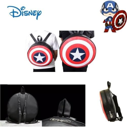 Disney Marvel Captain America Childrens Round Backpack Anime Casual Parent-child Backpack Cool Men and Women Couple Shield Bag