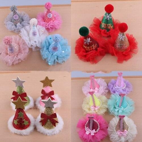 DIY Baby Hair Jewelry Material Glitter Chiffon Fabric Floral 3D Christmas Girl Headband Elatic Band Decor Patch Sticker 10pcs