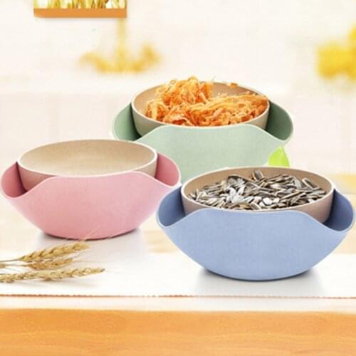 Health Wheat Straw Double Fruit Storage Box Creative Models In One Melon Fruit Plate Fashion Kitchen Storage Organizers