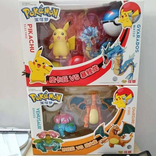 2 Pcs /set Trans Pokemon Action Figures Toys For Children Pikachu Gyarados Charizard Venusaur Blastoise Kids Birthday Gift Dolls