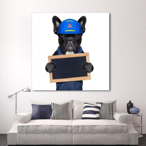 Boston Terrier Worker Oil Painting Decorative Painting Inkjet Canvas Cuadros Decoracion Salon Kitchen Wall Art Animal Print Dog