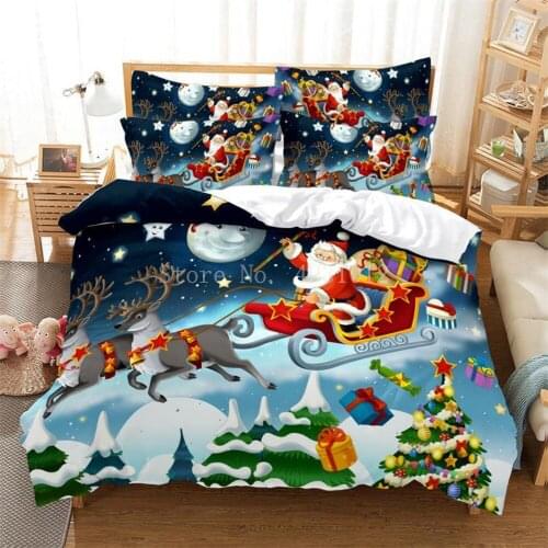 Christmas Santa Claus Classic Bedding Set Twin Single Queen King Size Bedroon Decoration 3D Printed Duvet Cover Set 2/3pcs