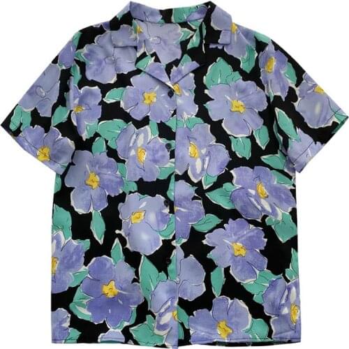 Summer new style Korean womens loose floral shirt women