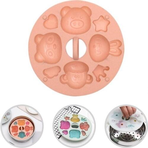 Cartoon Silicone Pastry Mold Baby Food Steamed Rice Toddlers Cake Cookie Molds Kitchen Supplies Creative DIY Tools with Lid