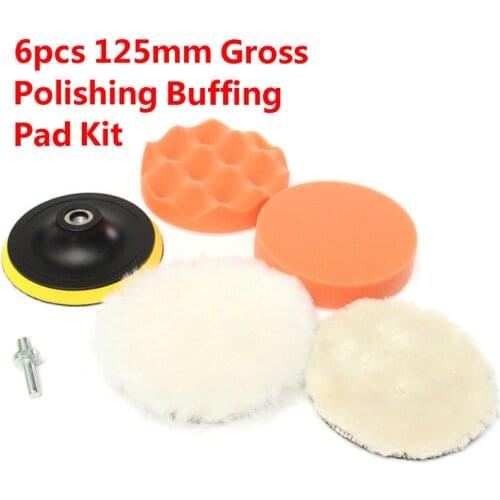 New 6Pcs 125mm Gross Polishing Buffing Pad Kit For Car Polishing With Drill M10 Adapter 5inch Polisher Pads Buffing Pad