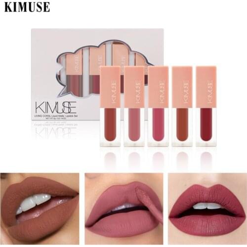 5PCS Lip Glaze Set Waterproof Long Lasting Easy To Color Lipstick Set Non-stick Moisturizing Cup Lip Gloss Set TSLM1