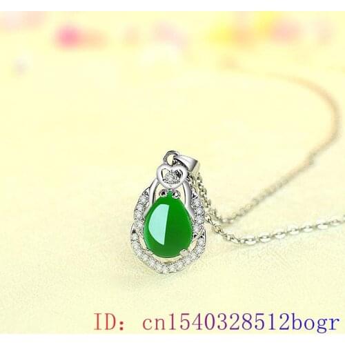 Jade Water droplet Pendant Natural Charm Gifts Chalcedony Necklace Hetian Chinese 925 Silver Amulet Jewelry Fashion Women
