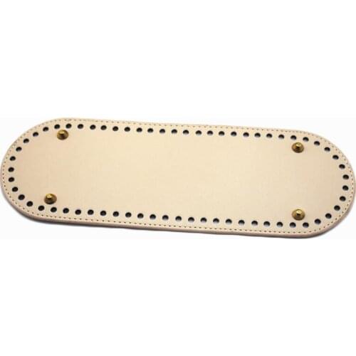 30x10cm Bag Bottom Oval Leather Bottoms with Holes Bag Accessories DIY Part PU Glossy for Handbag Crossbody Messenger Bags Beige