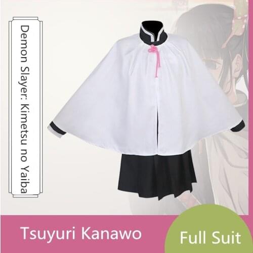 2020 New Anime Demon Slayer:Kimetsu no Yaiba Tsuyuri Kanawo Cloak Uniform Outfit Anime Cosplay Costumes Halloween Cos Wigs Props