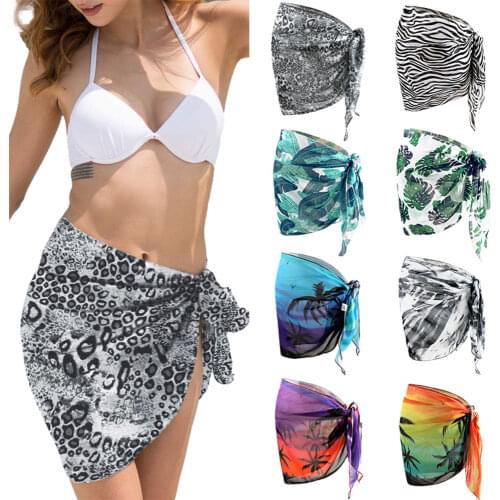 2021 New Sexy Women Chiffon Swimwear Pareo Scarf Cover Up Wrap Kaftan Sarong Beach Wear Candy color Bikinis Cover-Ups Skirts