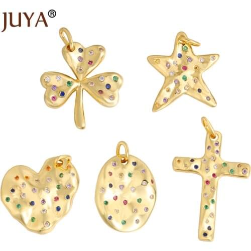JUYA Micro Pave Cubic Zirconia Charm Pendants Exquisite Necklace Pendants Copper Charms for Jewelry Making Hand Made Accessory