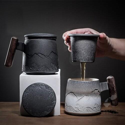 Office Tea Cup with Lid Filter Tea Cup Mug Home Ceramic Cup