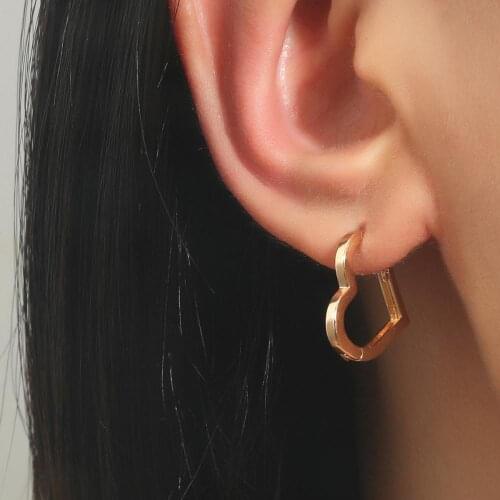 Geometric Alloy Simple Pendant Earrings Womens Perforated Heart-Shaped Earrings Femme Wedding Party Femme Pendientes Brincos