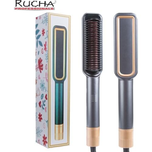 Hair Comb Straightener Flat Irons PTC Fast Heating Combs Styler Corrugation Hair Curler or Straight Brush