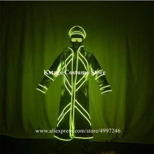 RE10 Party robot men suit stage led costumes dj wears coat luminous RGB light outfits colorful dress singer clothe disco glasses