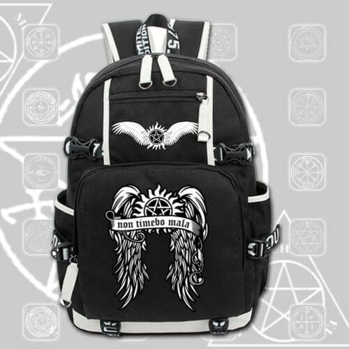 Supernaturl SPN Backpack Bags Zipper Laptop School Travel Book Bags Girls Boys Rucksack Gift