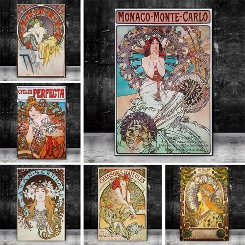 Alphonse Mucha Canvas Posters and Prints Art Vintage Woman Canvas Painting Art on The Wall Art Pictures for Home Decoration