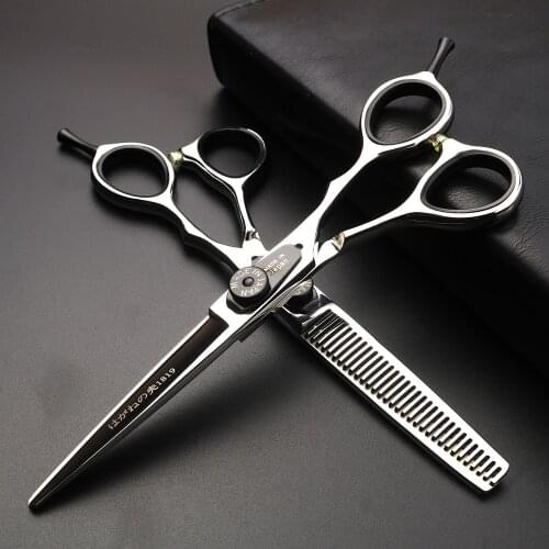 6.0 inch Japan 440C hair scissors barbershop sharp styling tools scissors hairdresser cutting scissors and thinning scissors