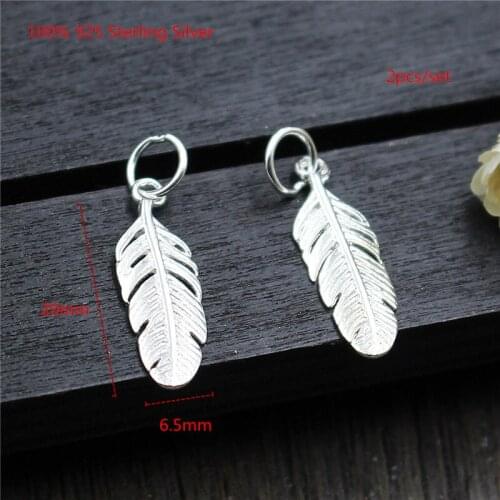 Buyee 925 Sterling Silver DIY Jewelry Findings Curved Feather Charms Jewelry Accessories for Bracelets Women DIY Jewelry Making