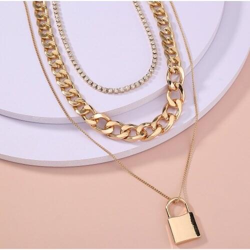 OTA multi-layer cross gold necklace for womens punk Necklace 2021 fashion vocabulary Jewelry Party Gift