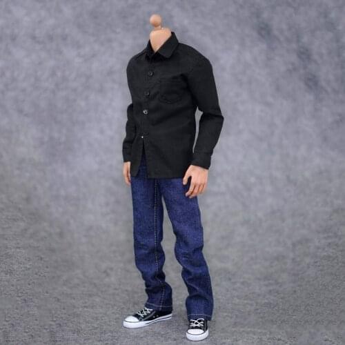 1/6 Black Shirt & Jeans Clothes Set 1:6 Male Clothes Action Figure Accessoies For 12 inch Male Figure Doll