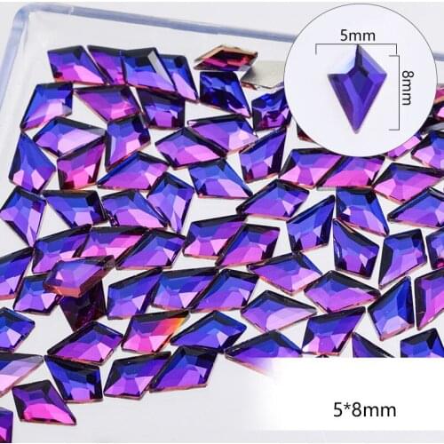 Swarovsky 100Pcs Blue Light Flat Back Glass Nail Art Rhinestones Manicure Flat Shaped Magical Shaped Diamonds