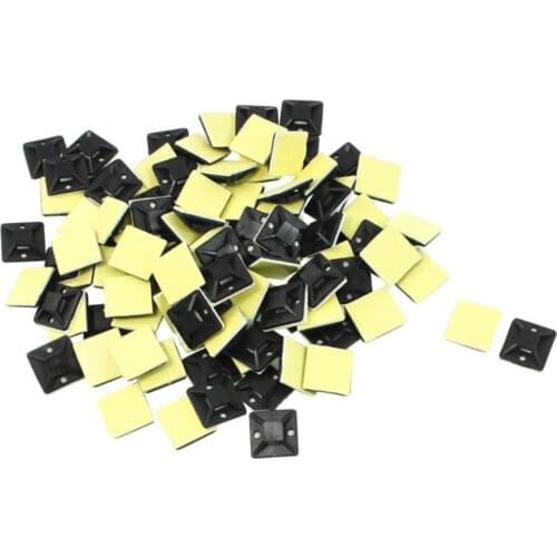 100pcs Self Adhesive Cable Zip Tie Wire Mount Clip Clamps Holder Base Pad Black