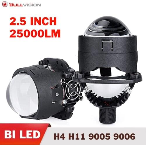 2.5 inch MINI Bi LED Projector lens Headlight H4 H7 9005 9006 Projector Light 90W 6000k 25000LM HID Led Bulbs