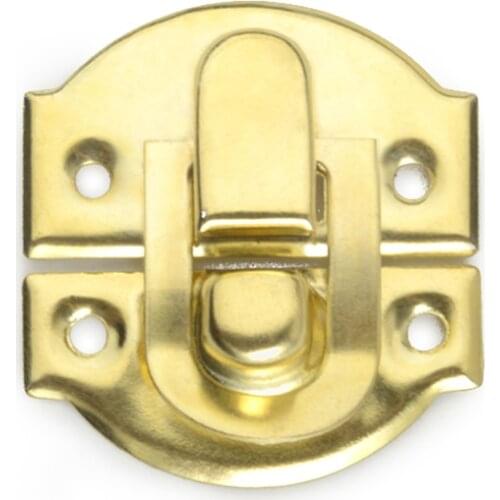 2PCS/Lot Antique Yellow Decorative Hasp Latch Buckle Small Hasp Latches Lock with Screws for Jewelry Wooden Wine Box, 27x29mm