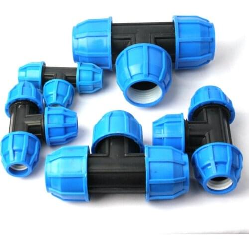 20mm-40mm PE Tee Connector Agricultural Irrigation System Tube Fittings Greengouse Garden Lawn Irrigation Water Pipe Connectors