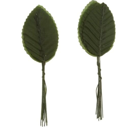 200 Silk Leaf Dark Green Leaves Artificial Flower For Wedding Gift Box Decor
