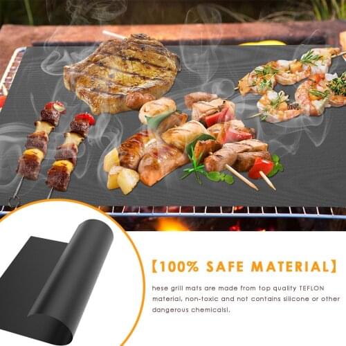 40x50cm 6Pcs Grill Mat Non-Stick Heat-Resistant Grill Mat with Two Oil Brushes for Barbecue, Easy to Clean & Reusable 15.7x19.7"