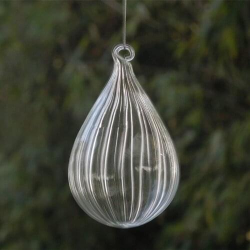 8pcs/pack 10*15cm Middle Size Water Drop Shaped Striped Transparent Glass Pendant Home Decoration Christmas Day Hanging Gift