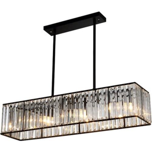 3-light American Vintage Retro Crystal Chandelier Lighting for Dining Room Restaurant Hanging Iron Rod Pendant Lamp