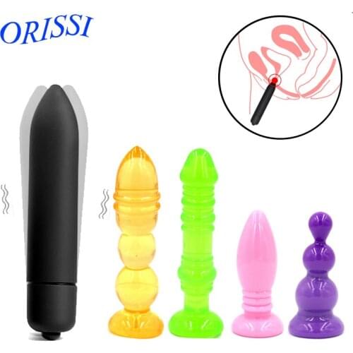 ORISSI Anal Sex Toys for Women 10 Speed Bullet Vibrator Clitorial Stimulator Anal Dildo Butt Plugs Adult Beads Anus Product