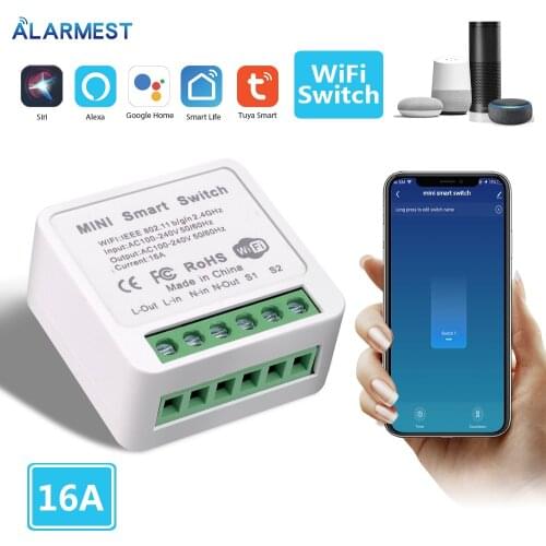 ALARMEST Tuya WiFi Wireless mini Smart Switch 16A for Home Assistant Smart Home Automation