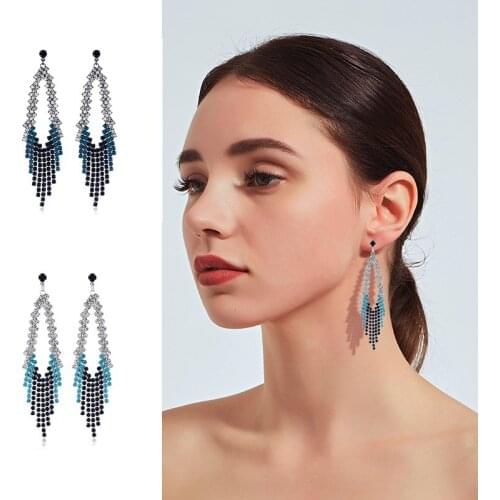 Shiny rhinestone tassel Dangle earrings fashion claw chain earrings ladies earrings jewelry
