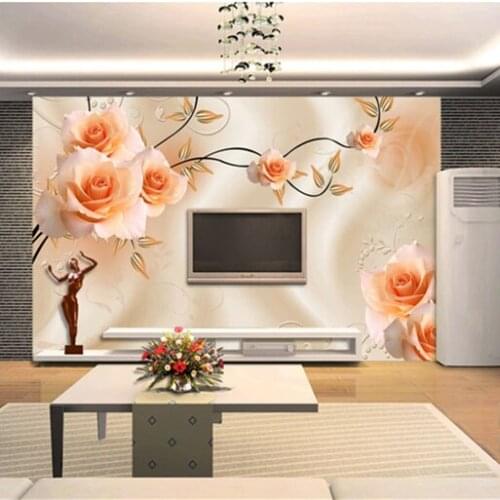 Large Custom Papel Flower Mural Rose 5d Wall Photo Mural 3d Wallpaper for SofaTV Background 3d Wall Murals Wall paper Fresco
