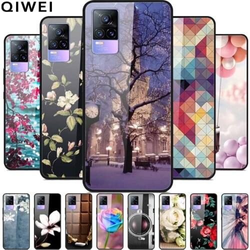 Tempered Glass Phone Case for Vivo V21E Case Hard PC Protective Back Cover For Vivo V21e 4G V2061 Shell Coque for VivoV21E V21 E