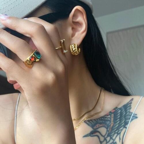 2021 Dazan New Diamond Gold Western Jewelry Turquoise Set Flashing Cocktail Rings For Teenage Girls Jewelry Women For Party