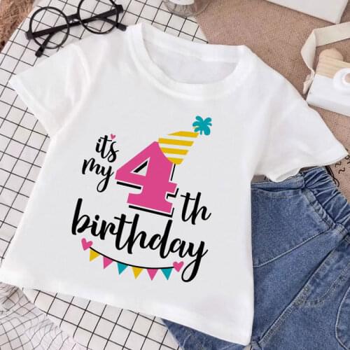 2021 Baby Kids Clothes Cartoon T Shirt Children Birthday Number T-shirts Boy&Girl Funny Gift Girls Tshirt Gift Short Sleeve Cute