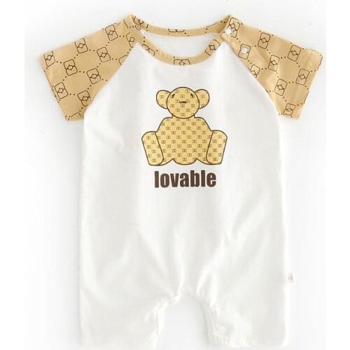 Infant Baby Boys Short Sleeve Summer Clothes One-Piece Cotton Romper Twins Baby Clothing Cute Bear Pattern Outfit Jumpsuit