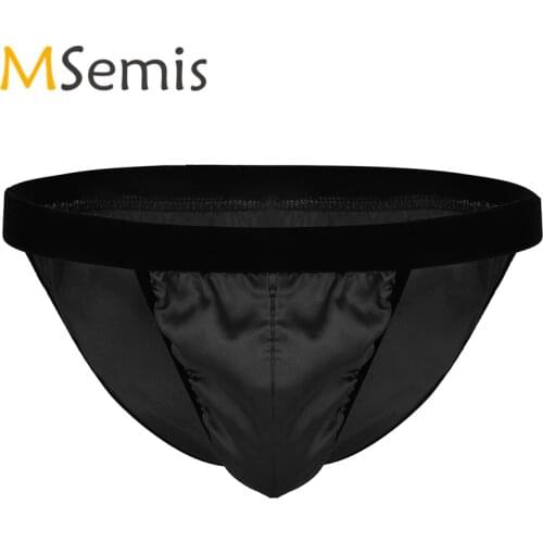 Swimwear Mens Shiny Swimsuits Bikini Thong Briefs Fabric Bulge Pouch Swimming Suit Low Rise High Cut Underwear Bikini Panties