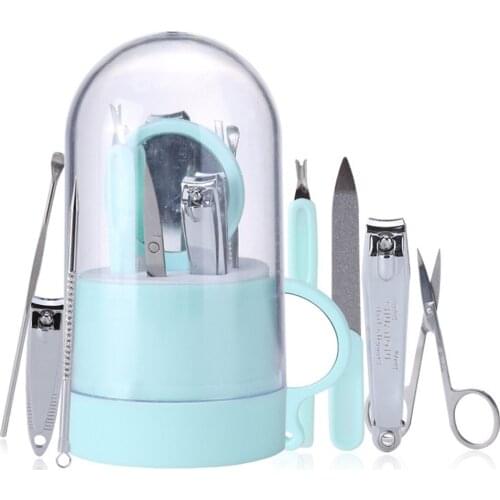 8pcs Nail Art Manicure Tools Set Stainless Steel Nails Clipper Scissors Tweezer Knife Manicure Tools with Storage Case