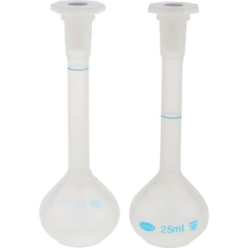 Volumetric Flask Laboratory Clean White Plastic Volume 2 Pieces