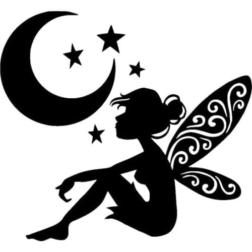 Cover scratches lovely fairy angel and Moon Star Car Stickers / car exterior beauty / moon personality decals pvc14cm * 13cm