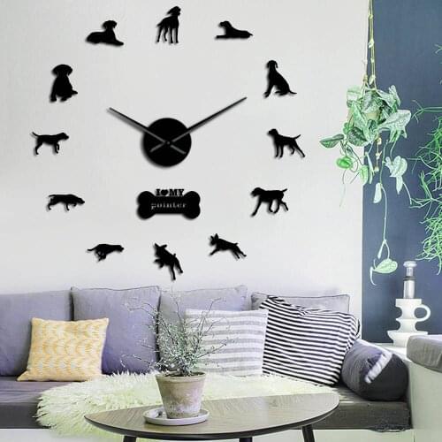 Pointer Dog Breed German Shorthaired Pointer Modern 3D DIY Wall Clock Deutsch Kurzhaar Wall Watch Pet Lover Gift Creative Show