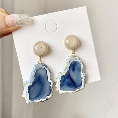 NEW RUANME A Pair Of Earring SStud EEarrings Fashion Blue Resin Femininity Retro Geometric Long Earrings Jewelry Accessories