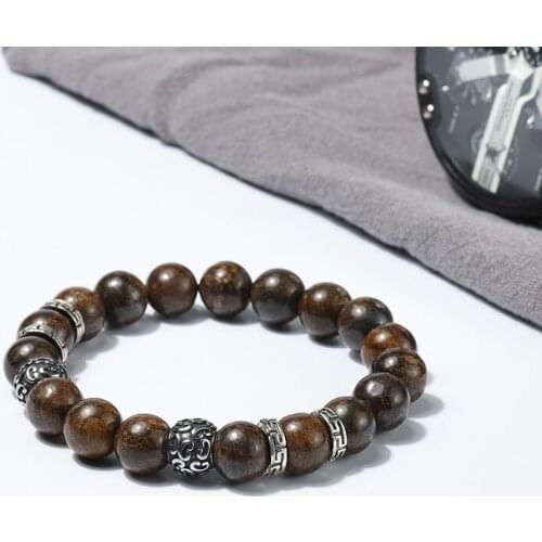 Wholesale 10mm natural stone beaded men bracelets bronzitite stainless steel charm bracelet men jewelry 50pcs/lot+free shipping